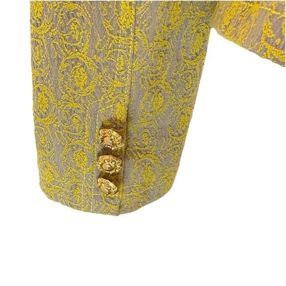 Joimo Floral Tapestry Blazer Jacket Women's M Gold Tan Embellished 90's Y2K - Picture 6 of 11